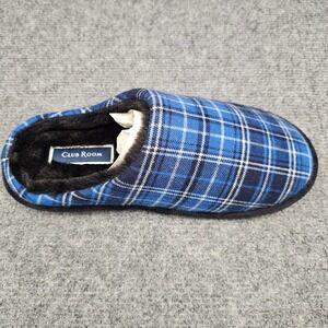 Club Room Men Slipper Plaid Scuff Indoor Outdoor Comfort Blue Small 6-7